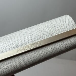 Jimmy Choo Eyeglasses Case Gray Snake Embossed Hard Case w Logo‎ Bar Case Only